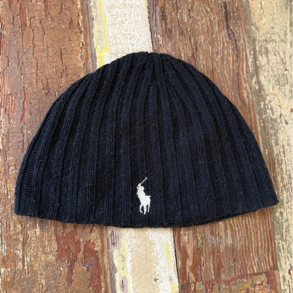 Ralph Lauren Other - Polo Ralph Lauren Unisex Black Ribbed Knit Beanie Hat Classic | OS